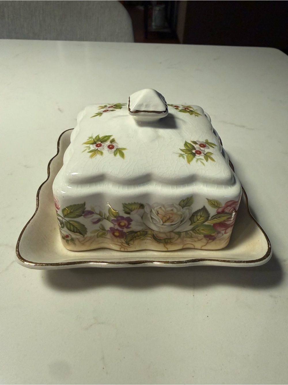 Vintage old foley butter dish